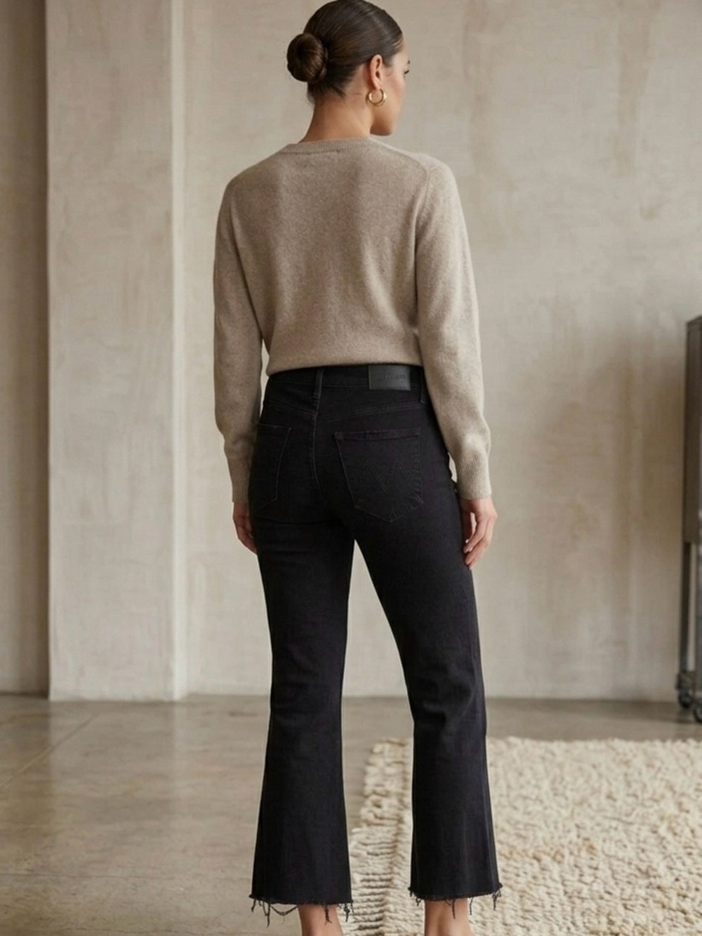 MOTHER Crop Flare Raw-Hem Jeans
